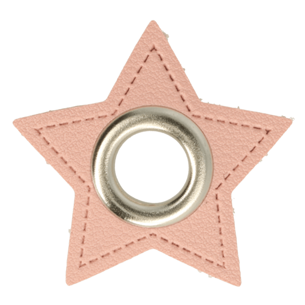 Kunstleder Ösen - Ösen Patches - Rosa Stern - 8mm - Silber - 1 Stück