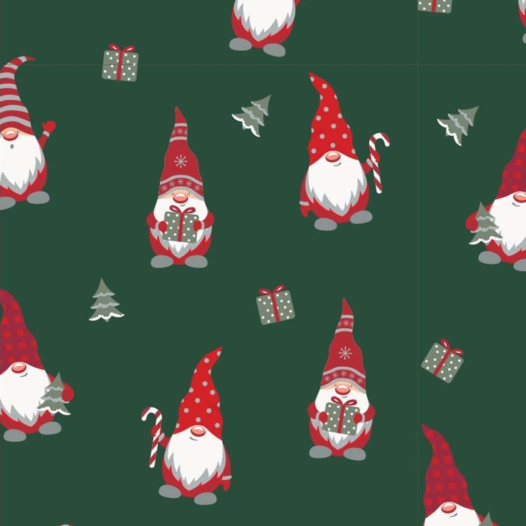 Baumwolljersey - Jersey Stoff - Motivjersey - Weihnachten - Wichtel auf Grün