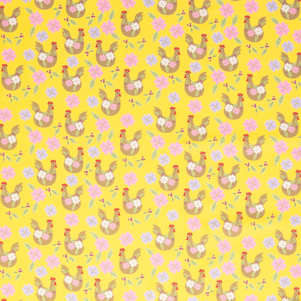 Webware - Baumwolle - Swafing - Ostern - Happy Easter - Hühner auf Gelb Webware - Baumwolle - Swafing - Ostern - Happy Easter - Hühner auf Gelb