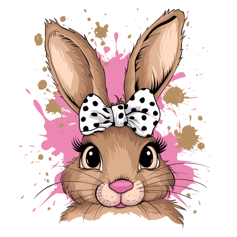 Bügelbild - Plott -  Hase mit Pünktchenschleife - 13cm x 14,7cm