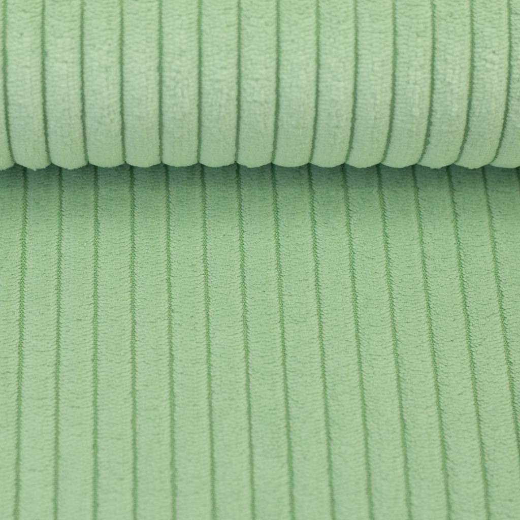 Swafing Breitcord Wanja in Hellgrün, robuster Cordstoff, 100% Polyester, 380g/m², ideal für Hosen und Taschen, Vorbestellung