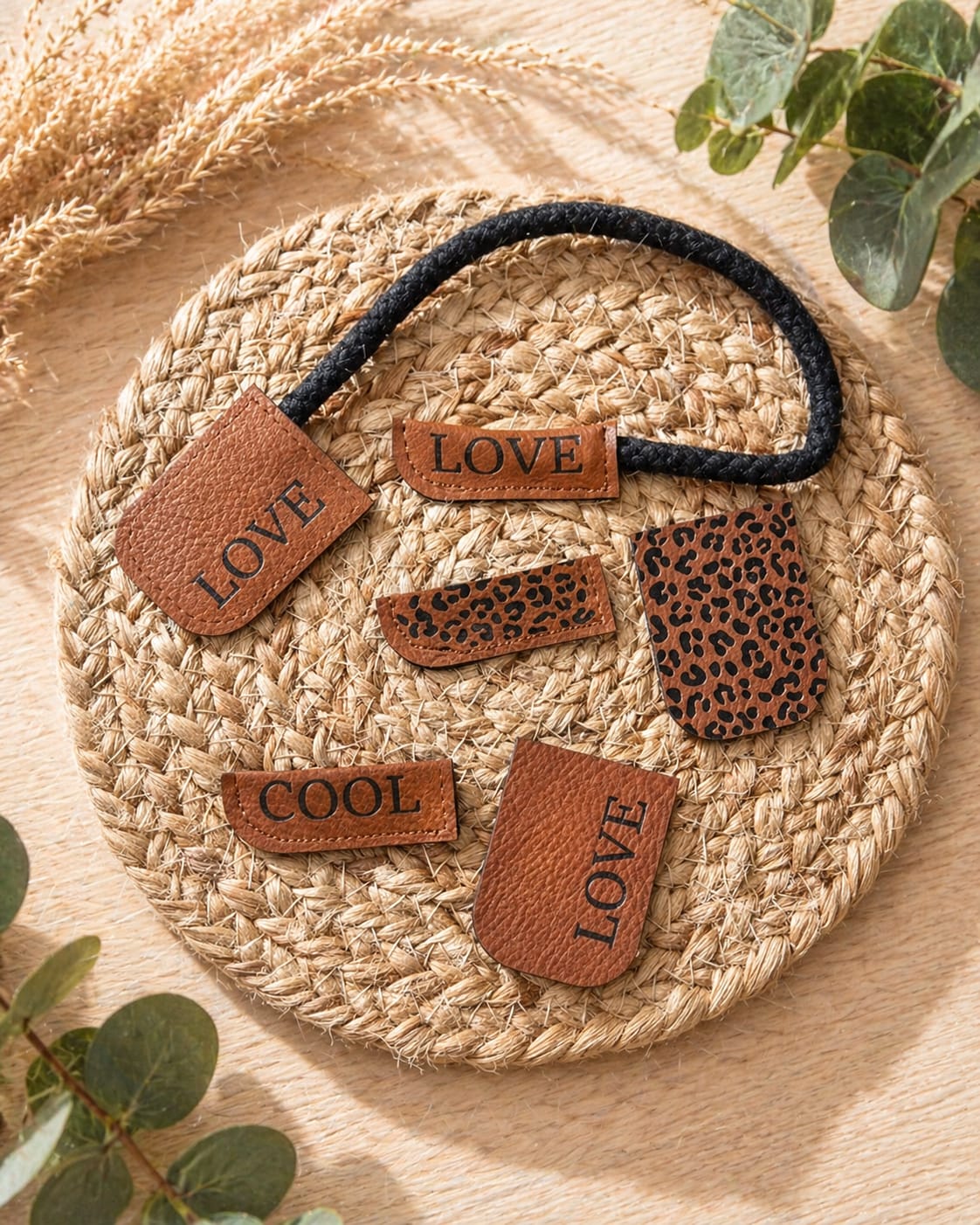 Kordelende "COOL" mit Rand – Schnuckidu® Kunstleder Braun