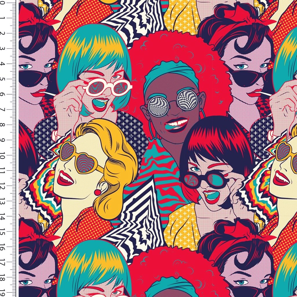 French Terry - Sommersweat - Motiv - Digitaldruck - Retro Gils - Rot