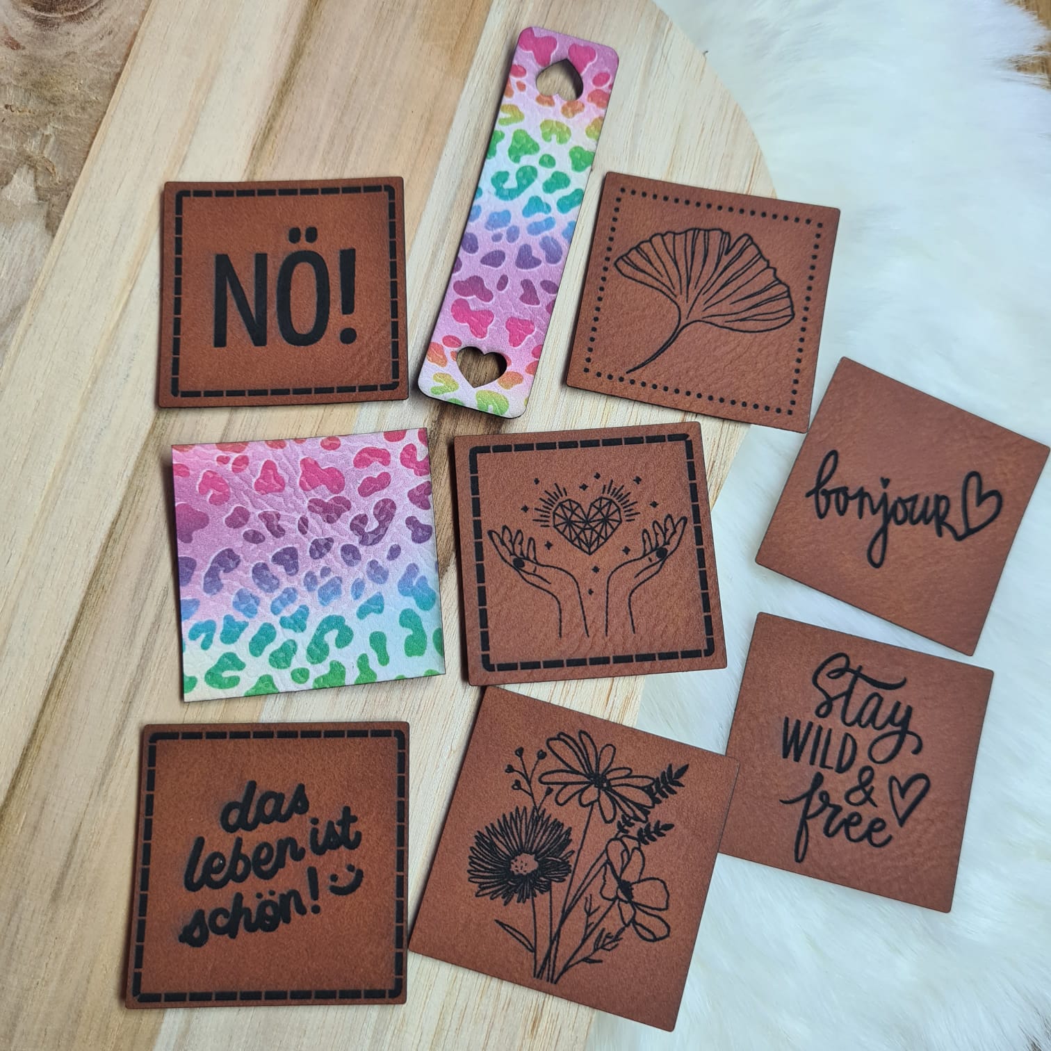 Wunsch Label personalisiert - Individuelle Kunstleder-Nählabels – personalisiert & vegan