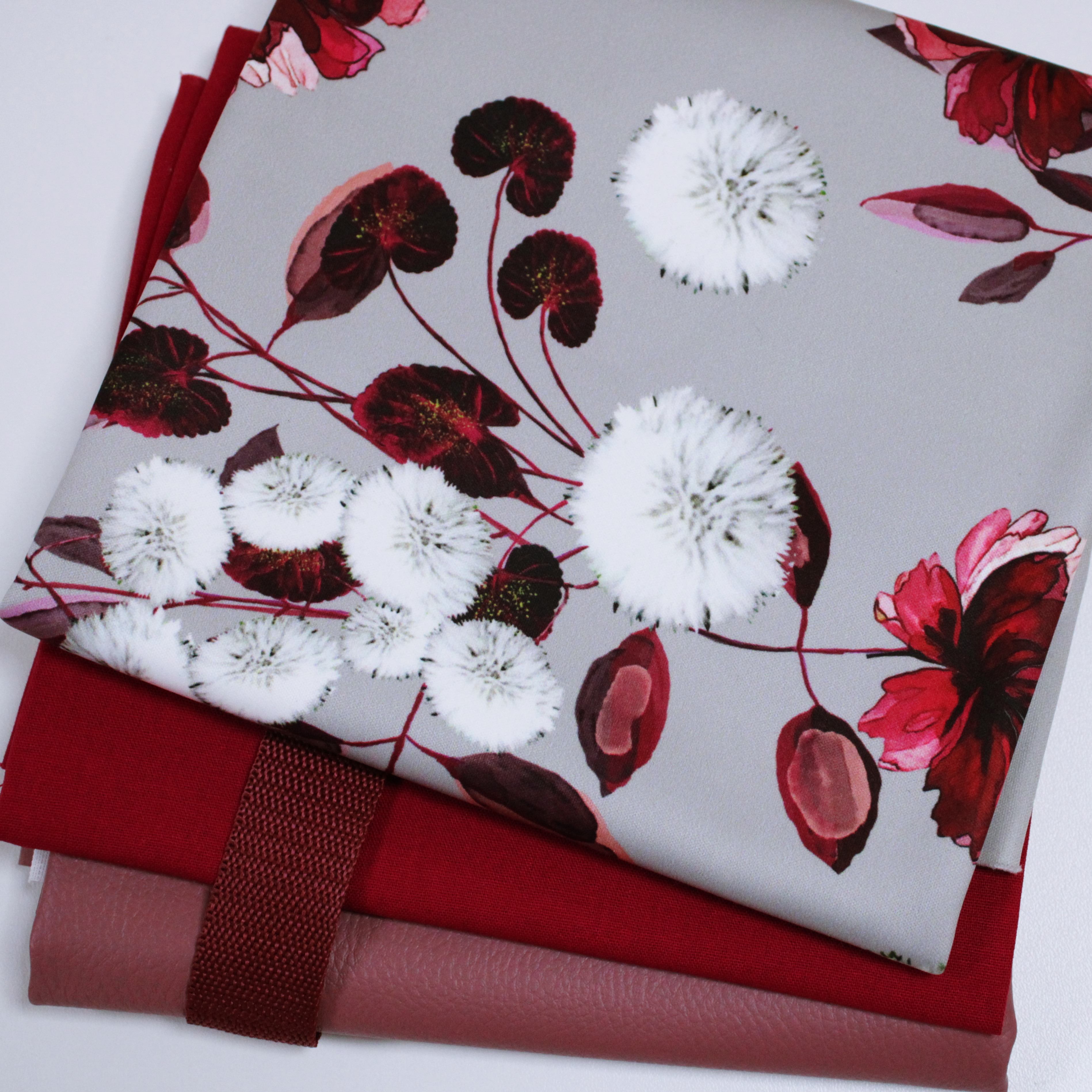 Stoffpaket  - Schnuckidu Stoffpaket -  Taschenpaket Red Dandelion - Fuchsia/Altrosa