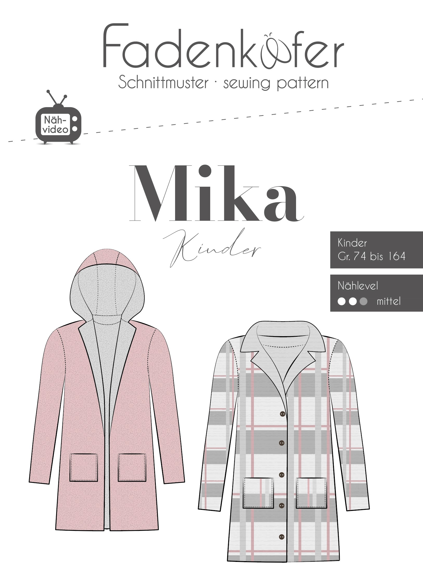 Papierschnittmuster Fadenkäfer - Mantel Mika für Kinder