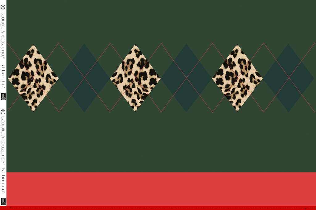 Exklusives French Terry Panel "Geoluxe Argyle" von ki-ba-doo für Swafing, modernes Rauten-Design in Grün, ca. 100cm x 150cm, 95% Baumwolle & 5% Elasthan, Öko-Tex Standard 100, ideal für stylische Sweatshirts und Hoodies