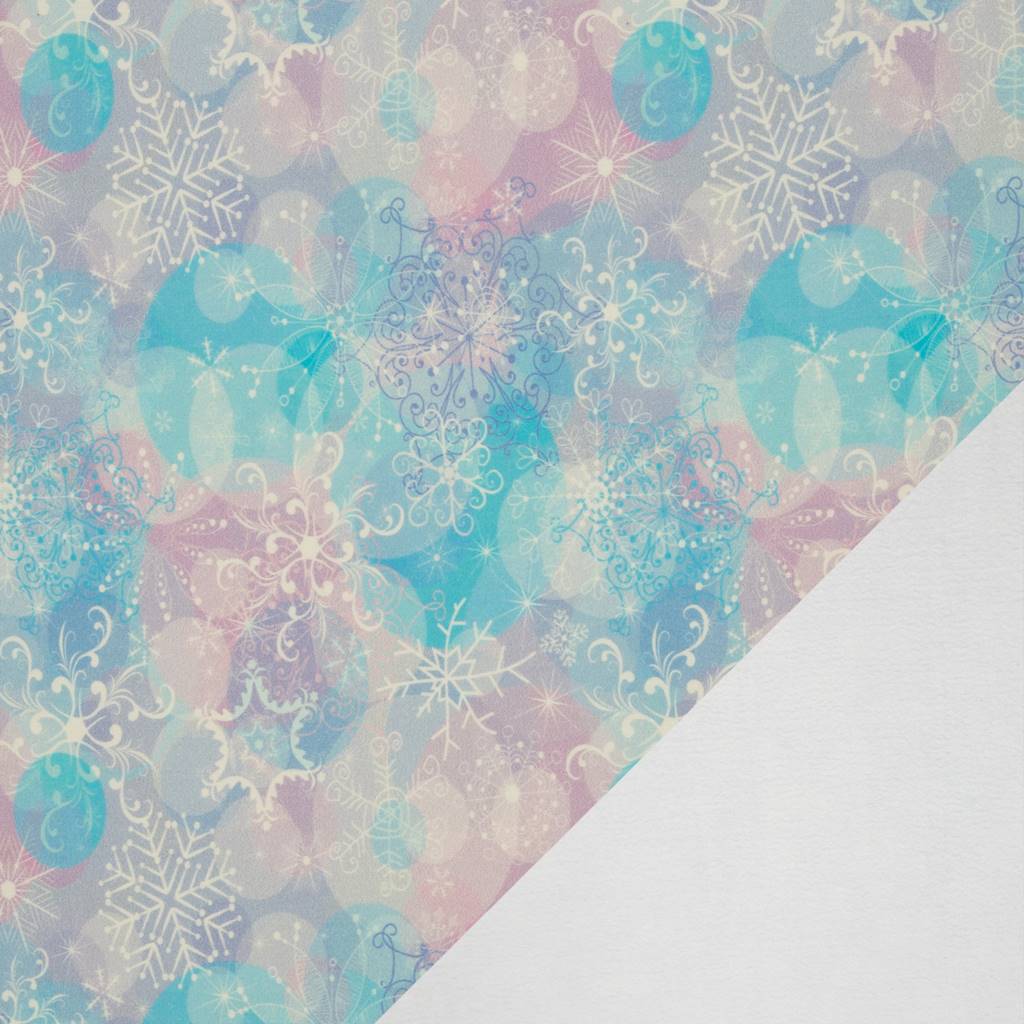 Alpenfleece - Sweat Stoff mit Plüschfell-Abseite - Swafing -  Isla - Pastel Snowflakes Stoffrest 155cm