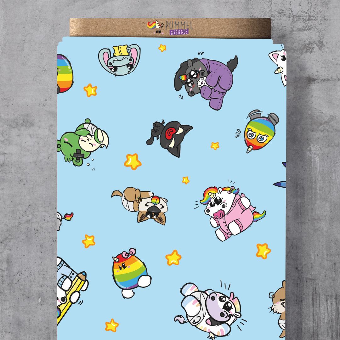 Pummeleinhorn Stoff & Design "Pummelbabys" in Hellblau – Exklusive Vororder Meterware in 12 Qualitäten, gewerblich nutzbar, Öko-Tex Standard 100.