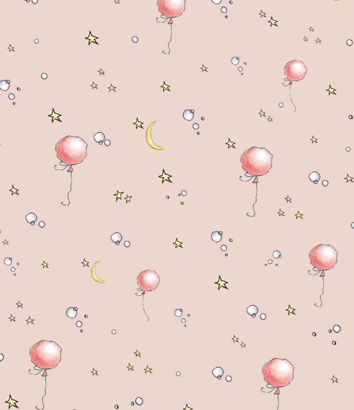 Baumwolljersey - Jersey Stoff - Motivjersey - Digitaldruck - Ballons und Sterne auf Rosa