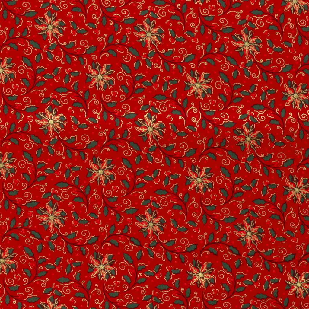 Webware - Baumwolle - Weihnachten - Weihnachtsblume auf Rot