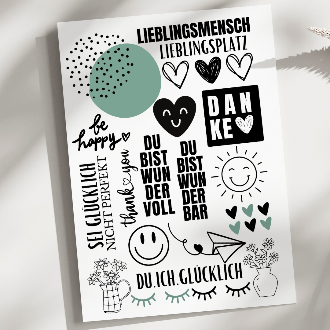 UV Sticker - Rubbelsticker - Handmade - Lieblingsmensch grün - 15,5cm x 22cm