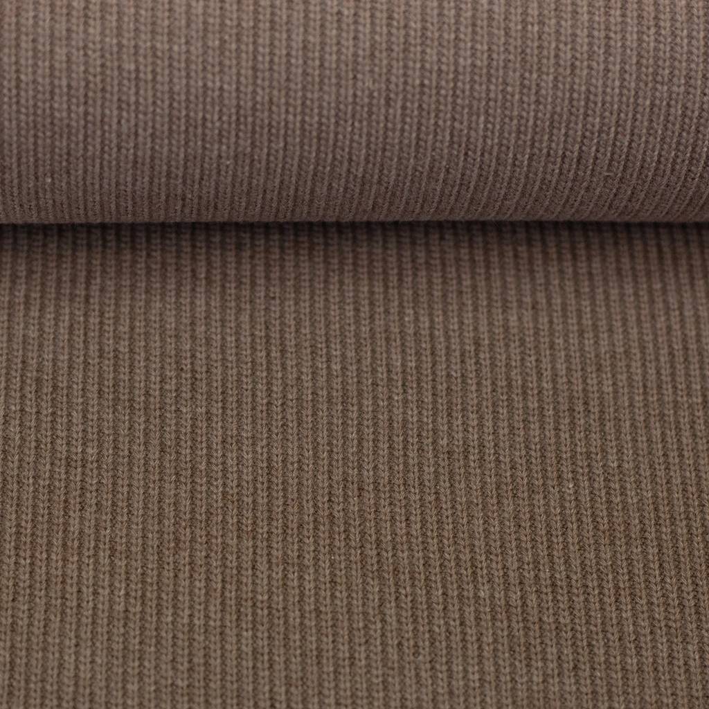 Swafing Baumwollstrick Jin in Braun Melange, feiner Strickstoff, 97% Baumwolle 3% Elasthan, 320g/m², Vorbestellung September/Oktober 2026