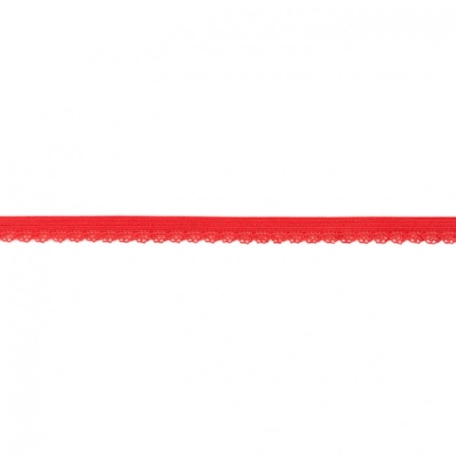 Elastische Spitze mit Bogenkante in Apricot, 11 mm Breite, hochwertige Meterware aus Polyester-Lycra-Mix für Lingerie, Unterwäsche und verspielte Abschlüsse.