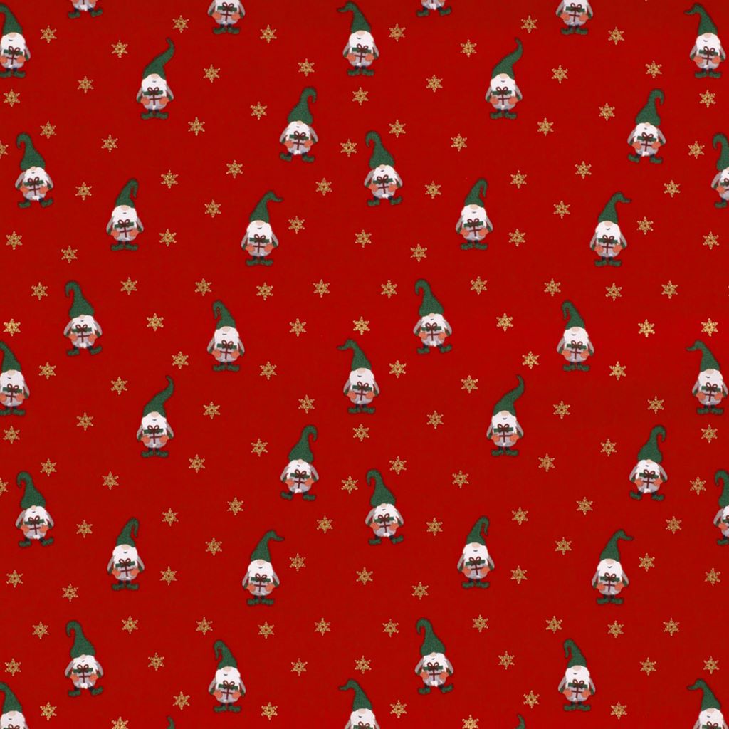 Webware - Baumwolle - Weihnachten - Wichtel auf Rot