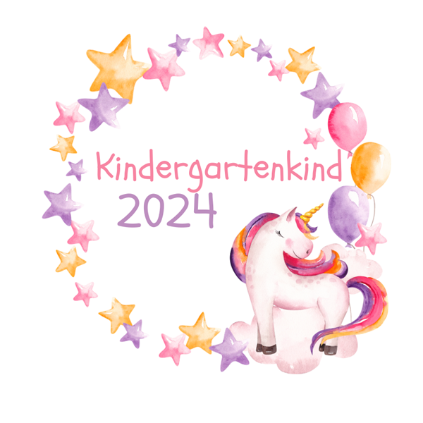 Bügelbild - Plott - Kindergartenkind 2024 Einhorn - 14,3cm x 11,5cm