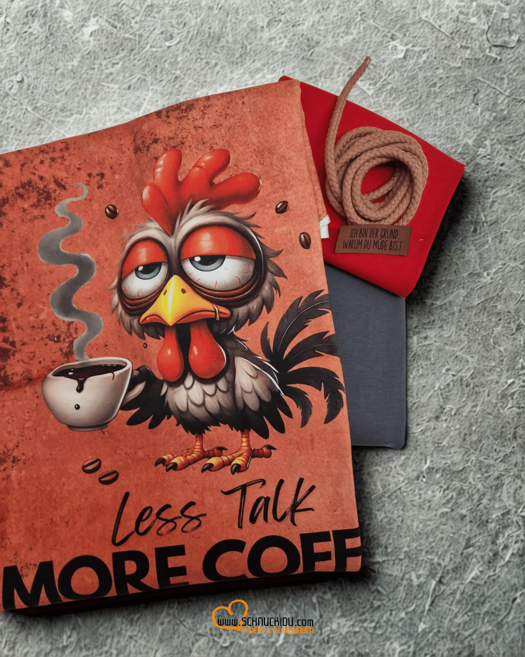 VORORDER - Panel Eigendesign  - French Terry - ca. 80x145cm - Less Talk More Coffee