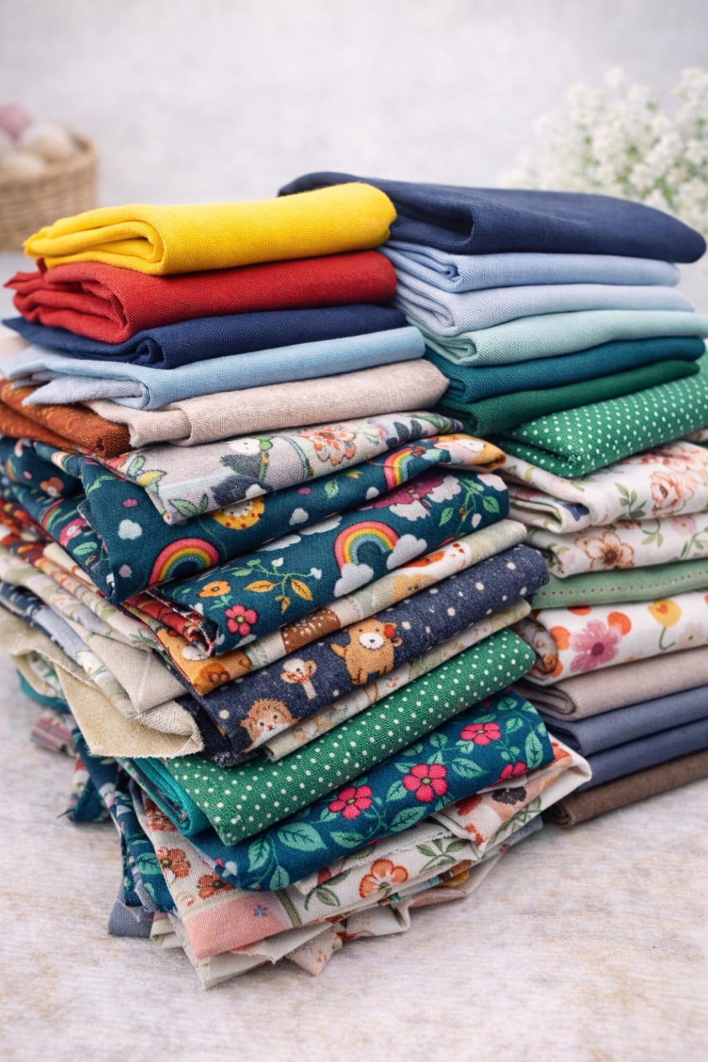 Günstige Stoffreste-Pakete mit Jersey und Sweat Stoffen für nachhaltige Nähprojekte und kleine Accessoires.