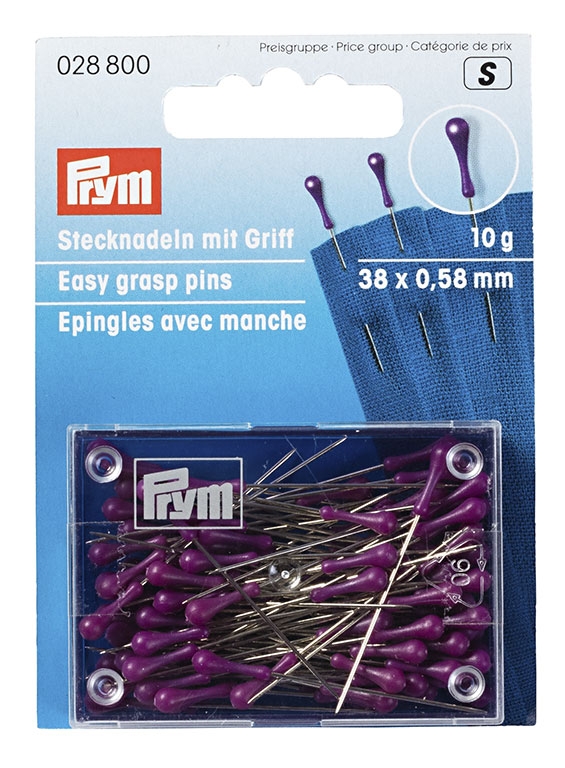 PRYM Stecknadel mit Griff 38 x 0,58 mm - silberfarbig violett