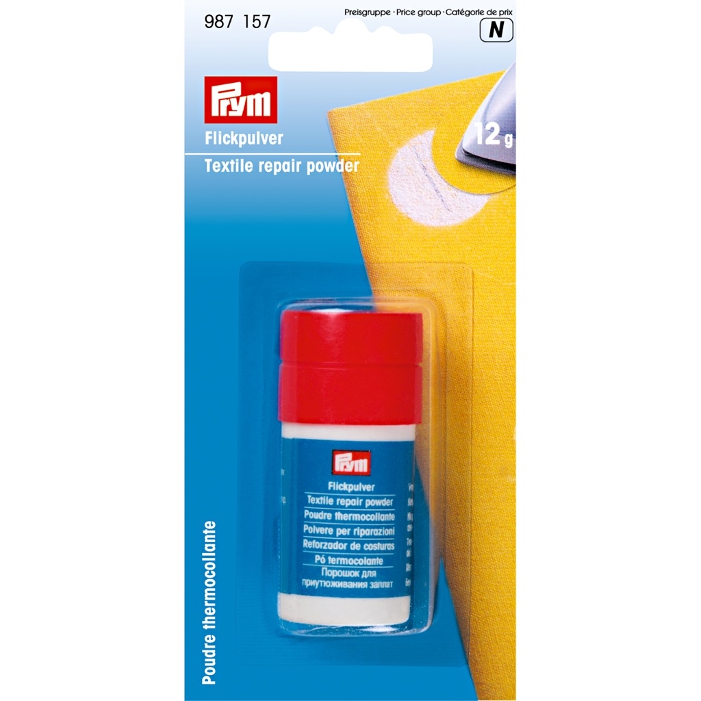 Prym Flickpulver (Nahtfix) – Aufbügelbares Klebepulver (12 g) zum Ausbessern von Rissen und zum Kleben von Säumen ohne Nähen.