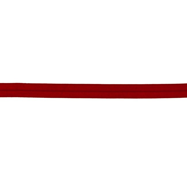 Elastisches Schrägband in glänzendem Bordeaux, 15mm Breite, hochwertige Meterware aus Polyamid-Mix für Lingerie, elegante Sportmode und elastische Kanten.