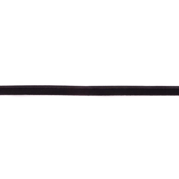 Elastisches Paspelband in zeitlosem Schwarz, 10 mm Breite, hochwertige Materialmischung mit Lycra, ideal für Sportmode, Jersey-Kleidung und markante Akzente.
