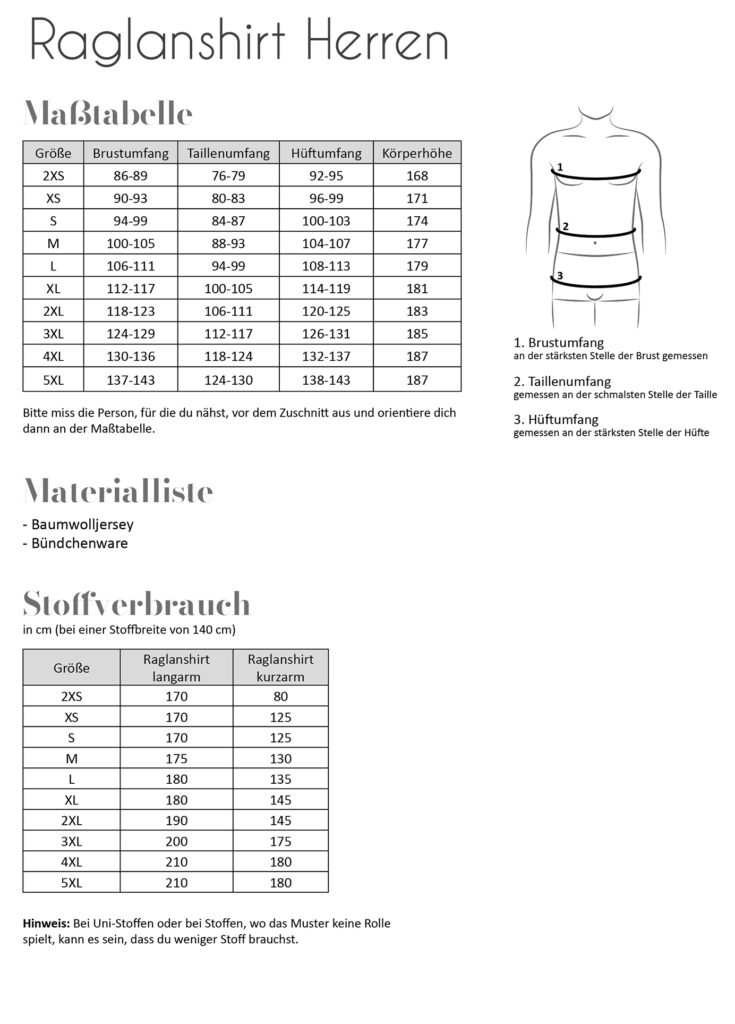 Papierschnittmuster Fadenkäfer - Raglanshirt für Herren