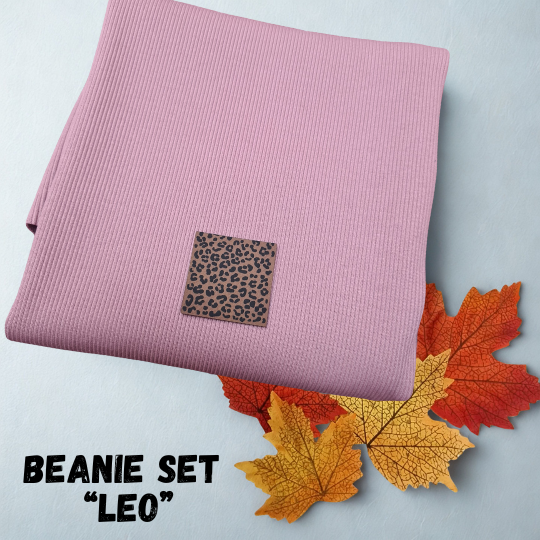 DIY Nähset - Stoffpaket - Hipster Beanie - LEO Altrosa