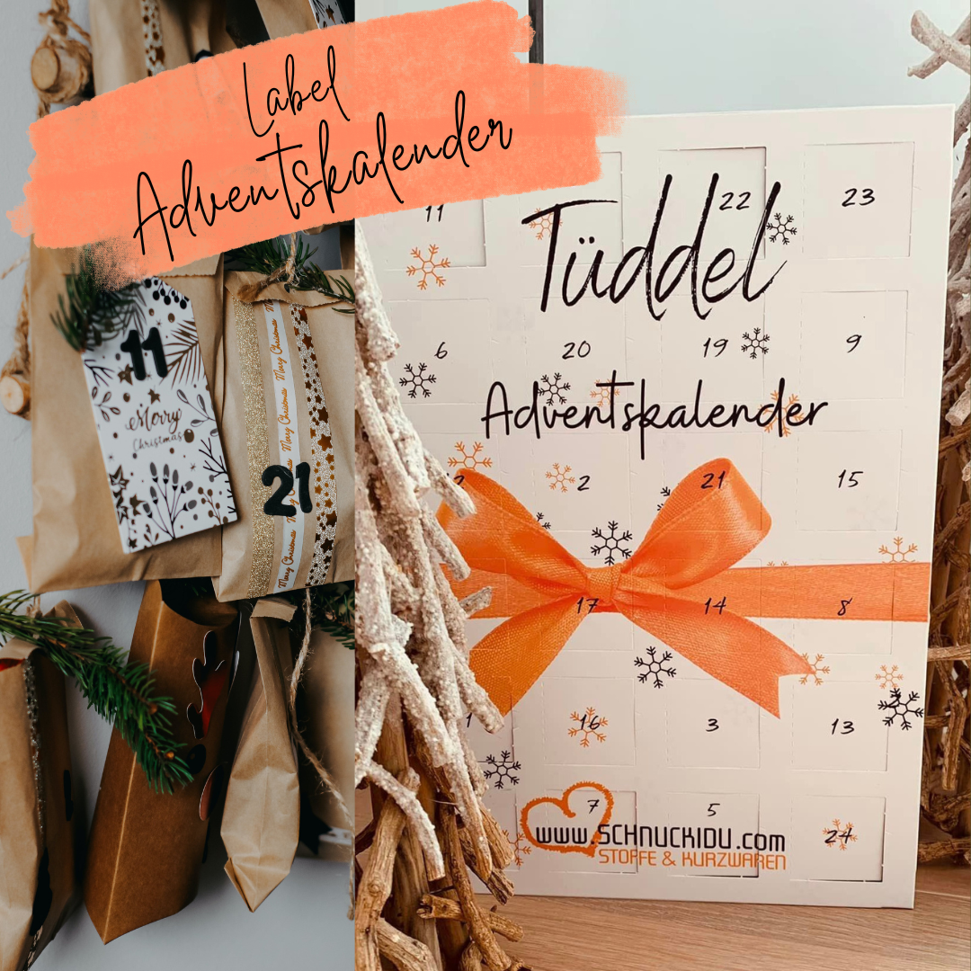 Label-Adventskalender 2025 von Schnuckidu® – 48 Handmade Nählabels aus veganem Kunstleder - Vororder