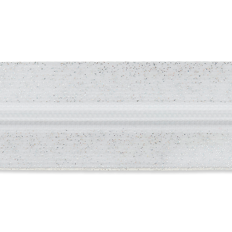Endlosreißverschluss ohne Schieber - Meterware - 3mm - Glitter - Weiß/Silber