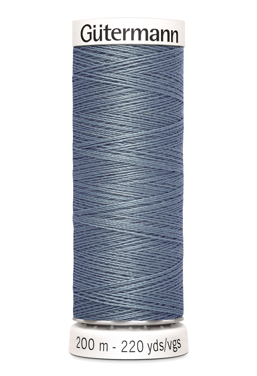 Gütermann Allesnäher 200 Meter in Blaugrau (788) – Hochwertiges Premium-Nähgarn aus 100% Polyester für alle Stoffe. Gedeckter blaugrauer Allesnäher, reißfest und farbecht.