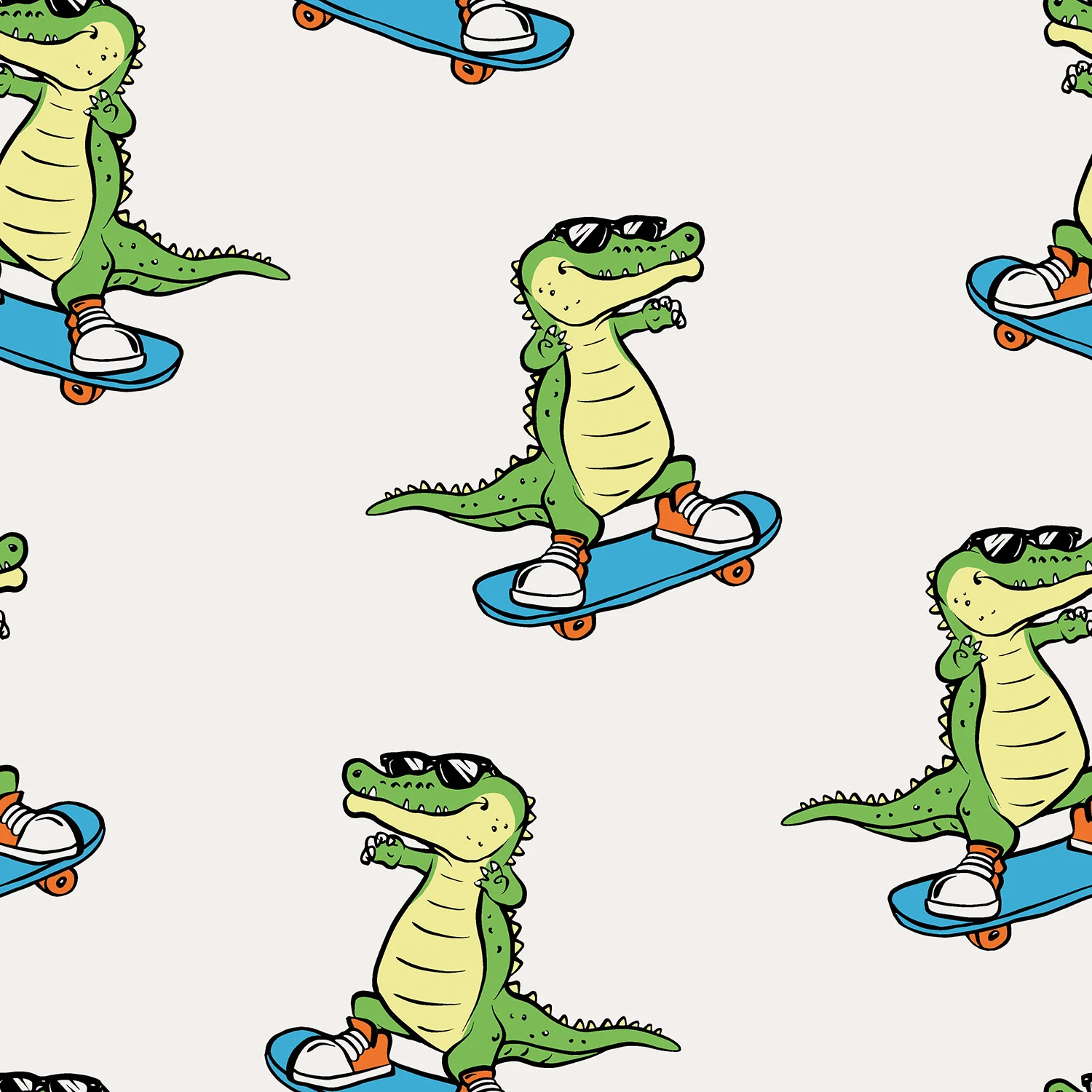  Motivjersey - Digitaldruck - Krokodil auf dem Skateboard