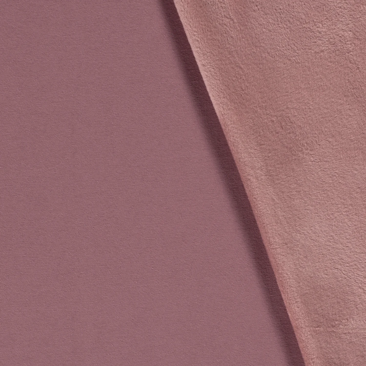 Alpenfleece - Sweat Stoff mit Plüschfell-Abseite - Uni - Altrosa