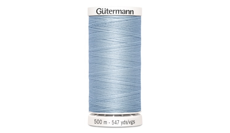 Gütermann Allesnäher 500 Meter in Hellblau (75) – Hochwertiges Premium-Nähgarn aus 100% Polyester für alle Stoffe. Hellblauer Allesnäher, reißfest und farbecht.