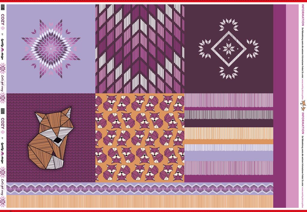 Canvas - Kissen Panel - Cozy Pillow DIY by lycklig design - Fuchs Pink - ca. 100cm