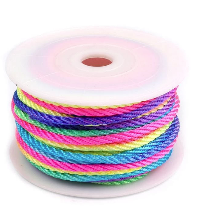 Kordel - gedreht - 3mm - Nylon - Regenbogen