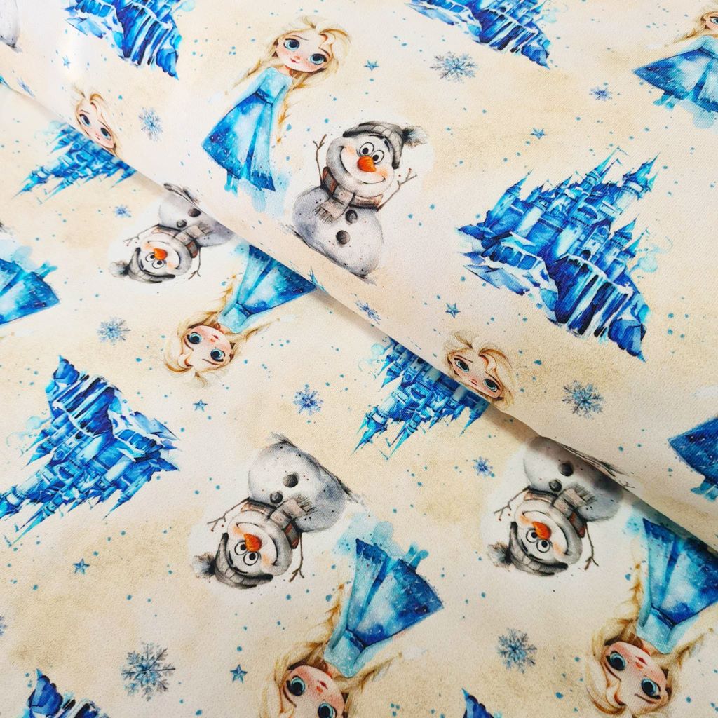Eigendesign - Motivjersey - Schneemann mit Freundin - Stoffrest 130cm