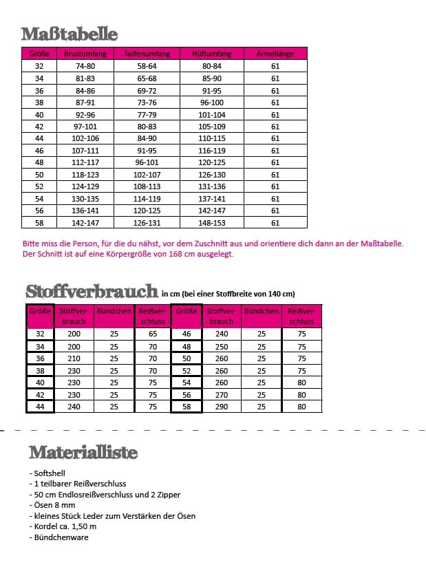 Papierschnittmuster Fadenkäfer - Softshelljacke - Damen