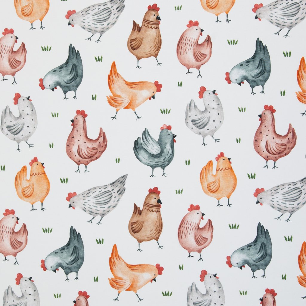 Motivjersey – Digitaldruck – Swafing - Chicken by Som Hap - Weiß