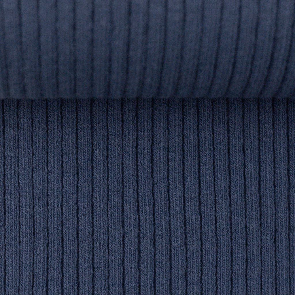 DIY Nähset - Stoffpaket  - Schnuckidu Stoffpaket - Grobrippbündchen - Hipster Beanie - Jeansblau