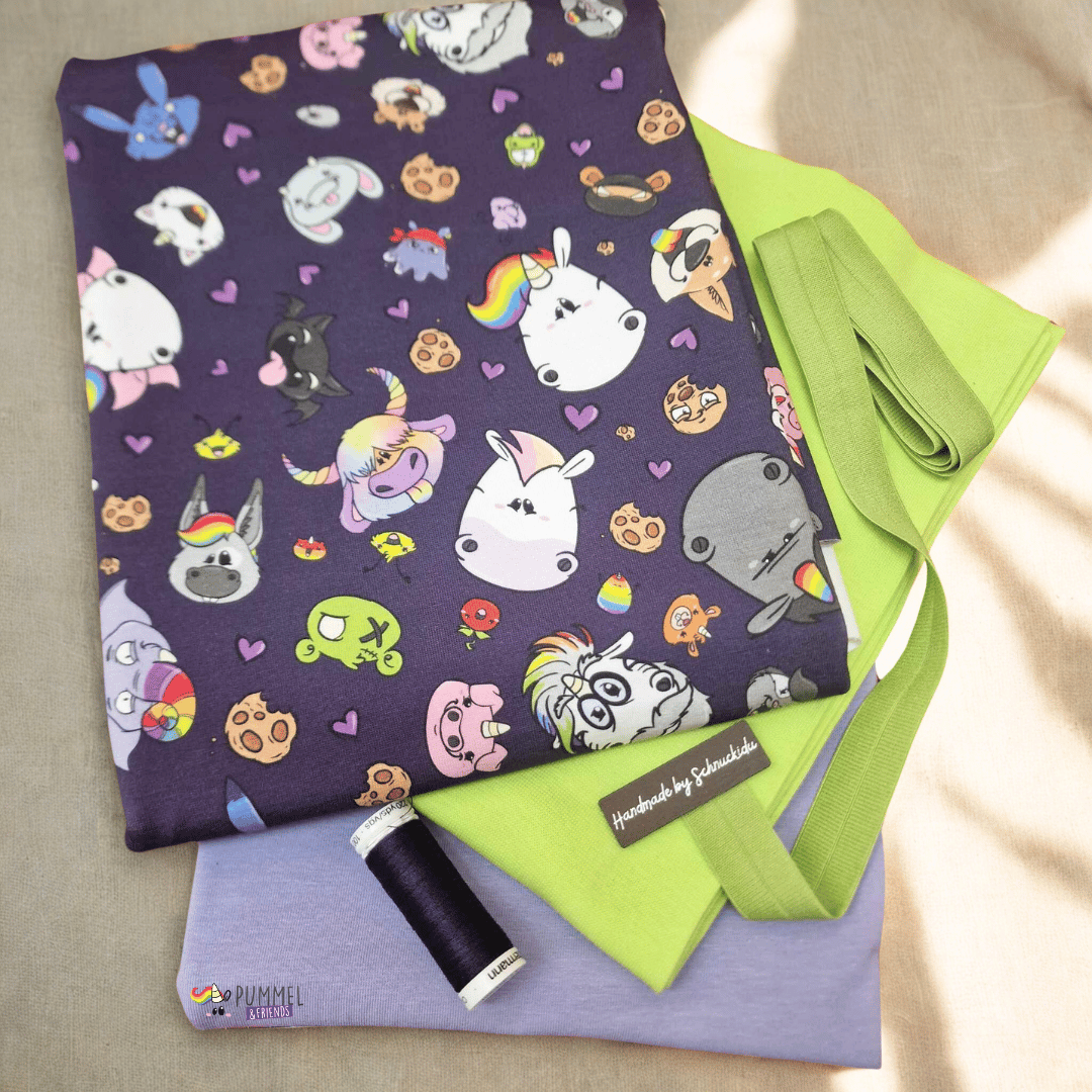 Stoffpaket - UNIKAT - Pummeleinhorn - Glitzerweltler Grün
