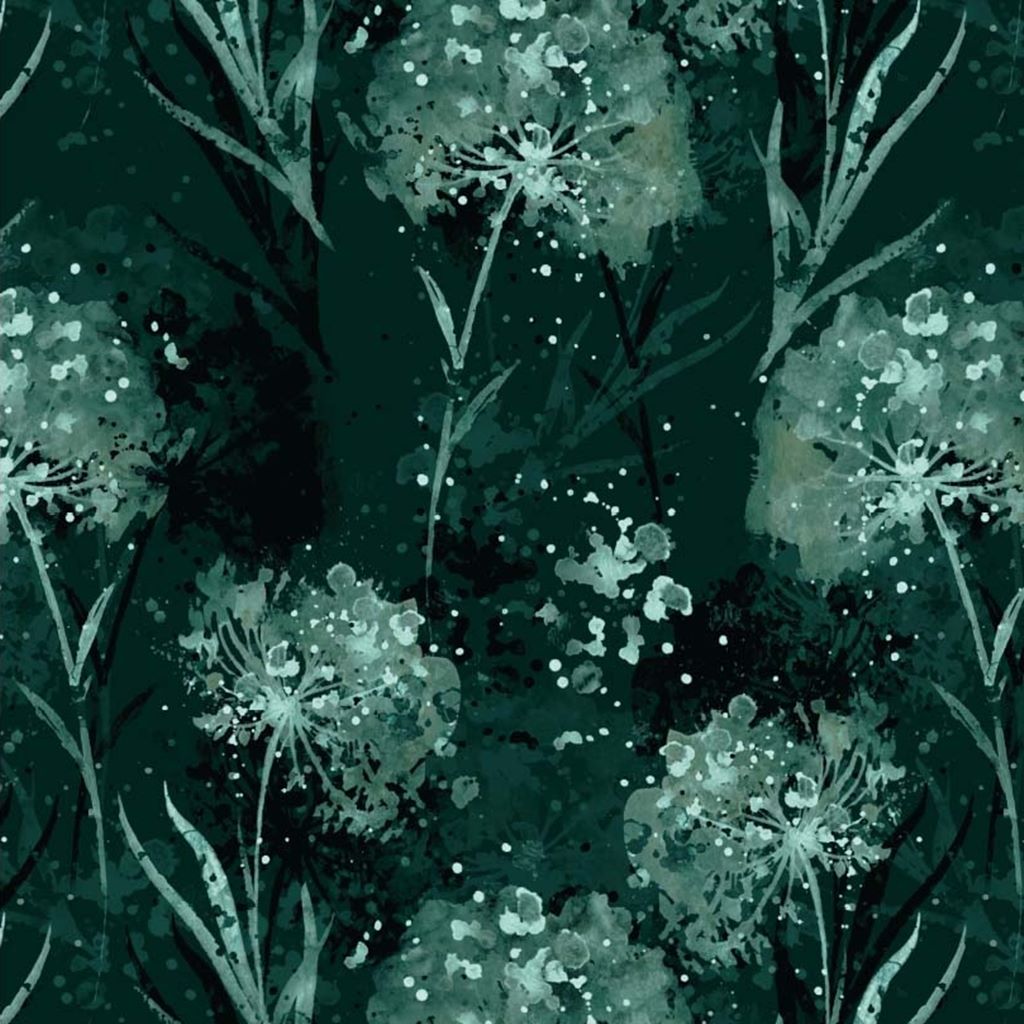 Viskose - Viskosejersey - Digitaldruck - Pusteblume auf Petrol