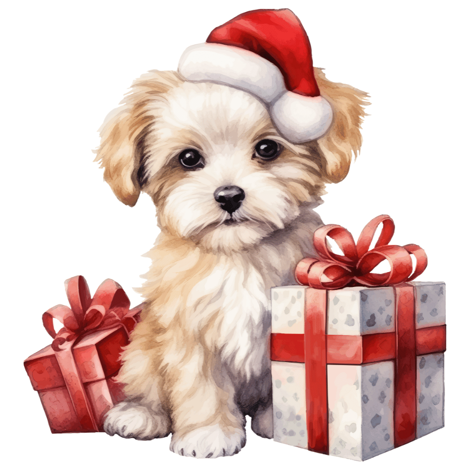Bügelbild - Plott - Weihnachtshund - 12,5cm x 13,4cm