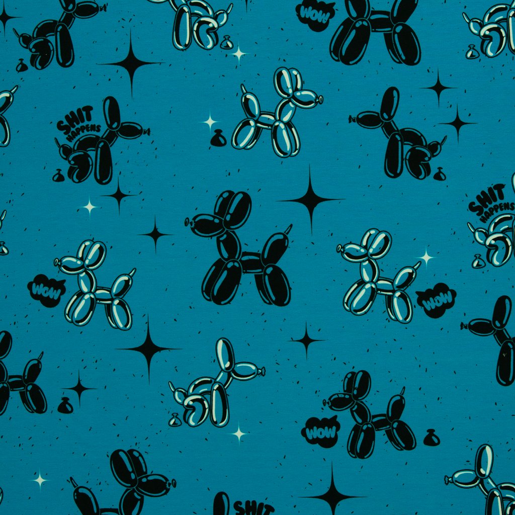 Näh-Inspiration: Thorsten Berger Panel Cheeky Animals aus Swafing French Terry Kombistoff Türkis Hunde