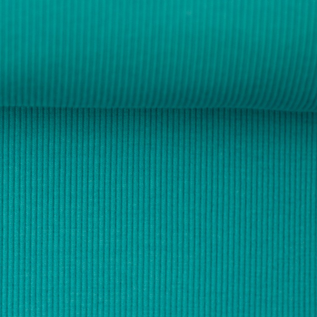 Aquafarbenes Rippbündchen Tessa von Swafing mit markanter 2x2 Rippstruktur