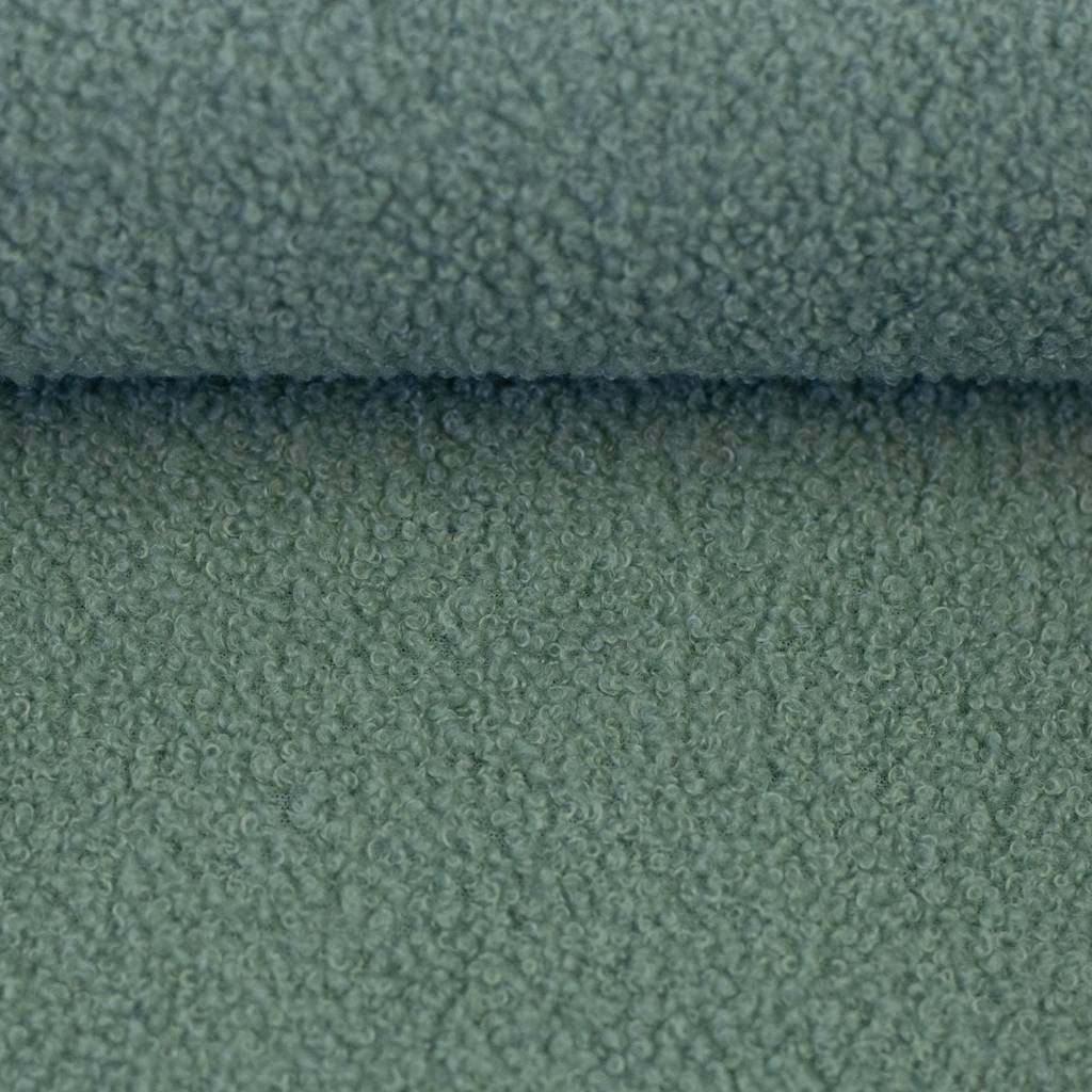 Swafing Teddy-Fleece-Bouclé in Dunkelmint, weicher Teddyplüsch, 100% Polyester, 390g/m², ideal für Outdoor-Bekleidung, Vorbestellung Juli/August 2026