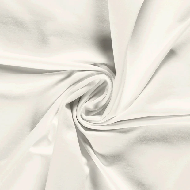 French Terry Sommersweat Uni in Ecru – warmes Naturweiß, ungeraut, 95% Baumwolle, Öko-Tex Standard 100, weicher Sweatstoff