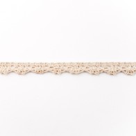 Filigrane Klöppelspitze aus 100% Baumwolle in Sand / Beige, 12mm Breite, hochwertige Meterware für Vintage-Deko, Natur-Look und Landhaus-Style.