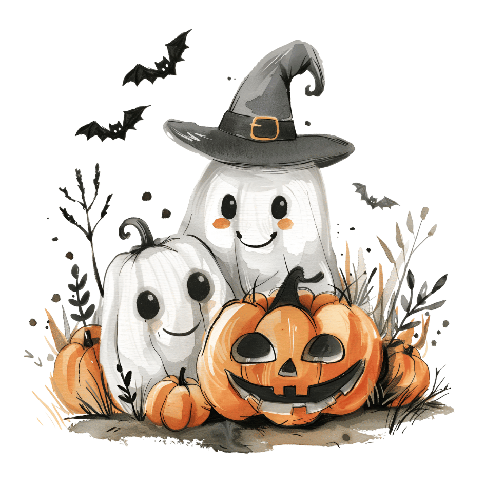 Bügelbild - Plott - Halloween - Geister und Kürbis - 13cm x 13cm