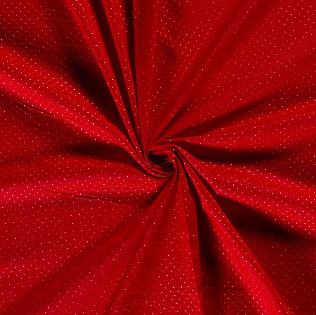 Webware - Baumwoll Stoff - Weihnachten - Goldene Punkte auf Rot